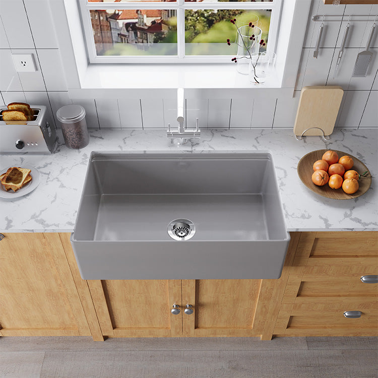 33 inch single bowl smooth workstation fireclay farmhouse sink - SANIKB SN100W3320