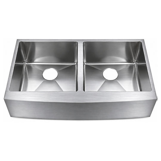 SANIKB 332010R — Single Bowl Apron Farmhouse Sink 33x20, 16-Gauge Lustrous Satin 332010