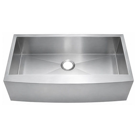SANIKB 332010S — Lustrous Satin Zero-Radius Apron Farmhouse Sink 33x20, 10-Inch Deep