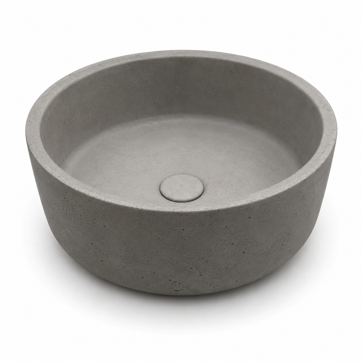 SANIKB C0008 round concrete vessel sink, Ø390 × 145 mm, above-counter basin in SAG grey concrete