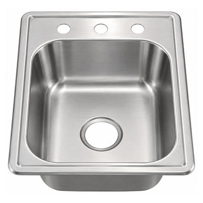 SANIKB 5643A — Narrow 17x22 Drop-In Single Bowl Stainless Steel Kitchen Sink, 3-Hole