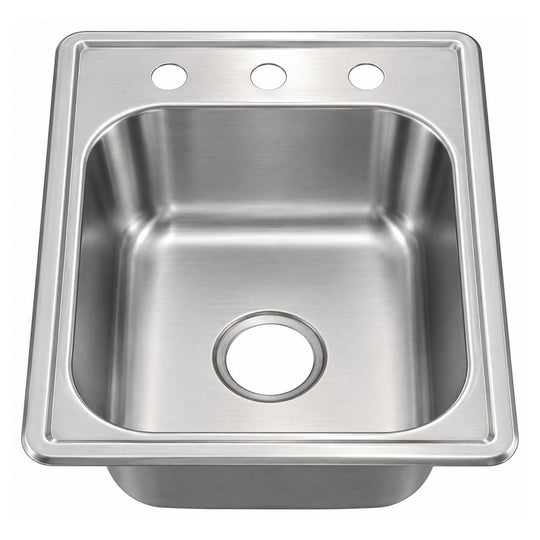SANIKB 5643A — Narrow 17x22 Drop-In Single Bowl Stainless Steel Kitchen Sink, 3-Hole