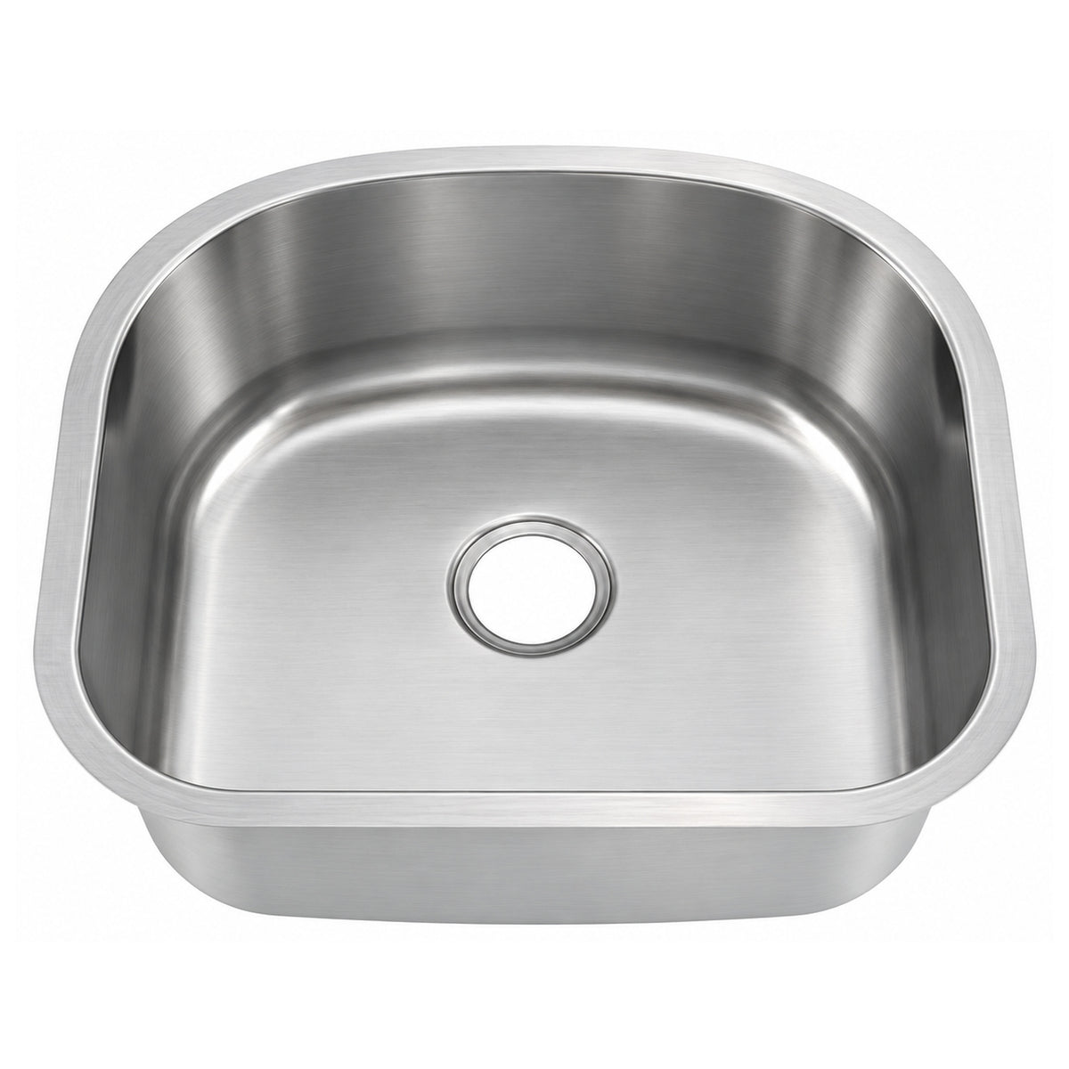 SANIKB 6054A — D-Shaped Single Bowl Undermount Stainless Steel Sink 23-5/8x21-1/4