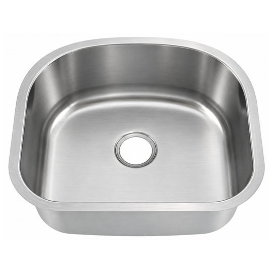 SANIKB 6054A — D-Shaped Single Bowl Undermount Stainless Steel Sink 23-5/8x21-1/4