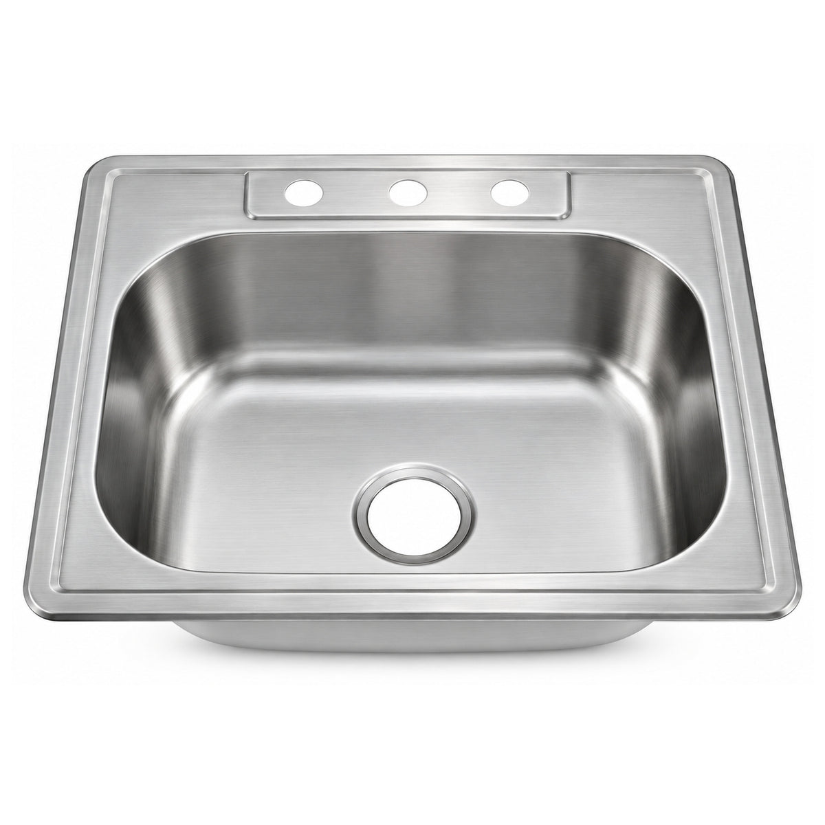 SANIKB 6356A-3 — Drop-In Single Bowl Stainless Steel Kitchen Sink 25x22, 3-Hole Rim