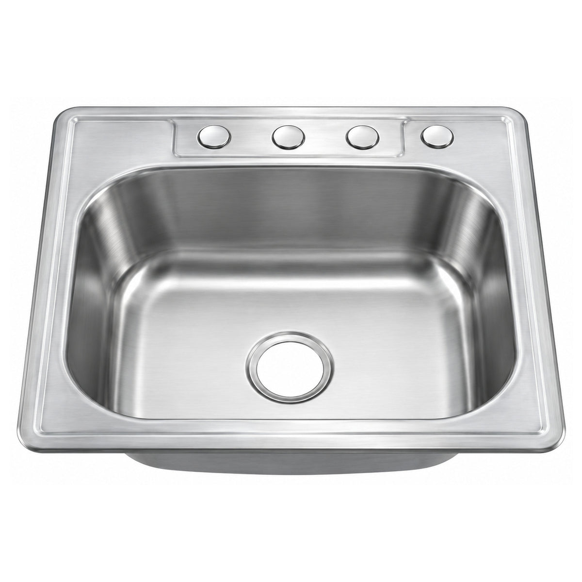 SANIKB 6356A-4 — 4-Hole Drop-In Single Bowl Stainless Steel Kitchen Sink 25x22
