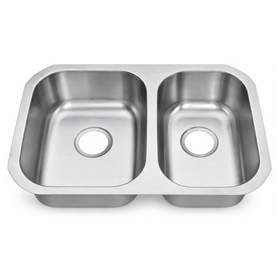 SANIKB 6745A-L — Unequal 13 + 10-3/8 Twin Bowl Undermount Bar Sink, 26-5/8 x 18