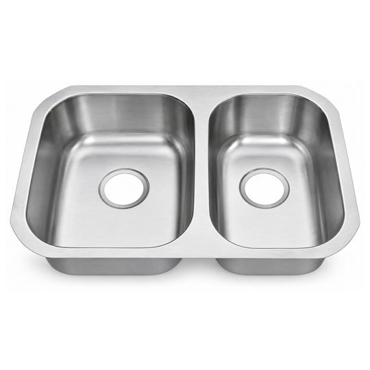 SANIKB 6745A-L — Unequal 13 + 10-3/8 Twin Bowl Undermount Bar Sink, 26-5/8 x 18