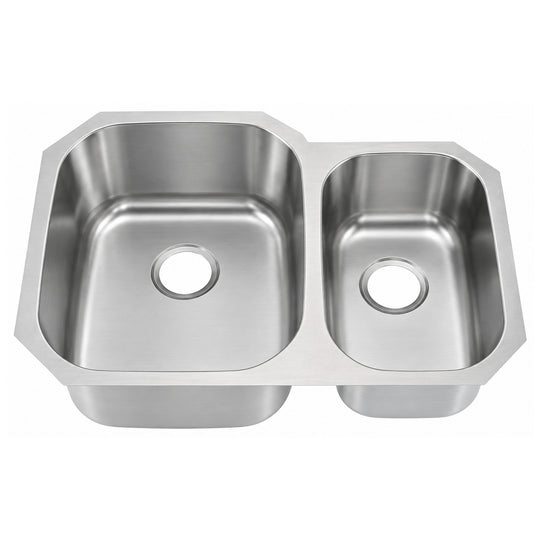 SANIKB 7553AL — 60/40 Offset Undermount Kitchen Sink, 15-3/4 Big Bowl, 29-1/2 x 20-7/8