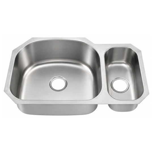 SANIKB 8152AL — 80/20 Double Bowl Undermount Kitchen Sink 31-1/8, 21-1/4 Bowl Left