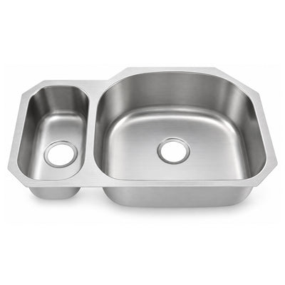SANIKB 8152AR — 20/80 Double Bowl Undermount Kitchen Sink 32-1/8, 21-1/4 Bowl Right