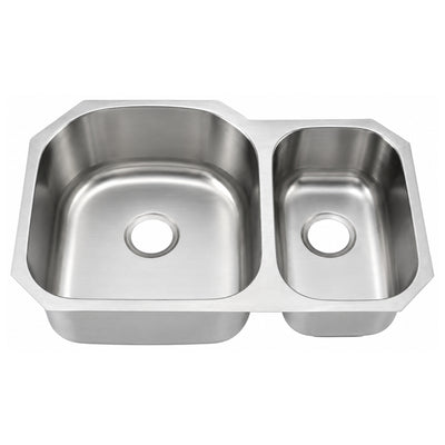 SANIKB 8153AL — Left-Hand Offset Double Bowl Undermount Kitchen Sink 31-1/4 x 20-1/2