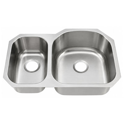SANIKB 8153AR — Right-Hand Offset Double Bowl Undermount Kitchen Sink 31-1/4 x 20-1/2
