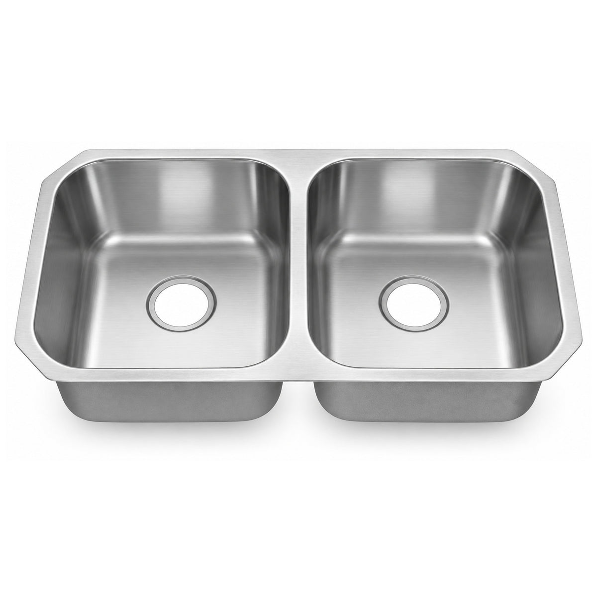 SANIKB 8247A — 50/50 Double Bowl Undermount Sink with Chamfered Deck Corners, 32 Inch
