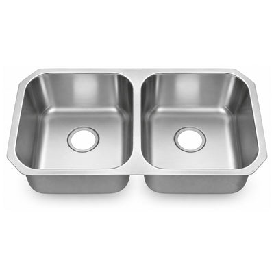 SANIKB 8247A — 50/50 Double Bowl Undermount Sink with Chamfered Deck Corners, 32 Inch