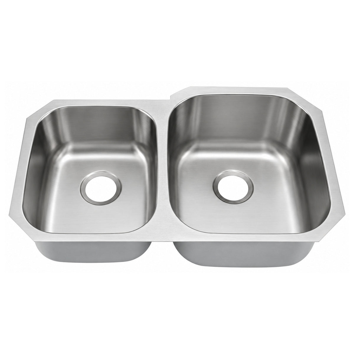 SANIKB 8252AR — 40/60 Undermount Double Bowl Sink 32x20 with 15-3/4" Right Main Bowl