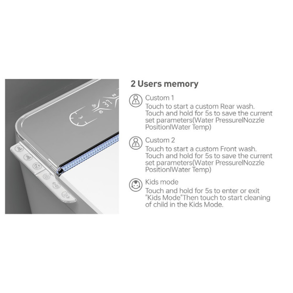 SANIKB 956 — Dual-User Memory Smart Bidet Toilet with UV Sterilisation and Child Se (feature 2)