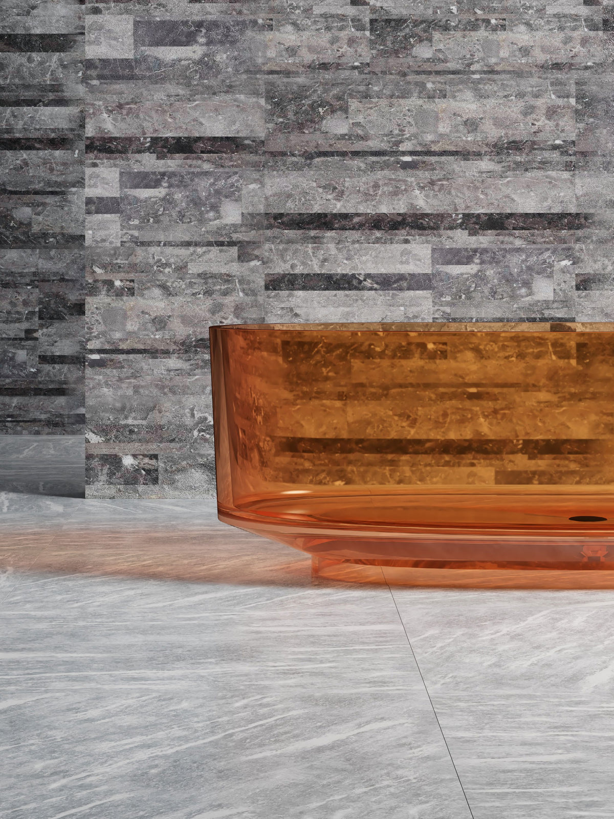 Amber D-Shape Transparent Bathtub; original factory model TW-8707T catalogue detail view 2