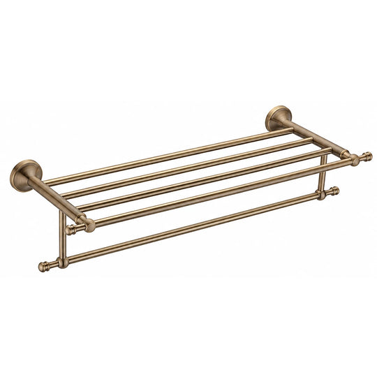 Antique Bronze Towel Shelf with Bar — wall-mounted SUS304 stainless steel bathroom hardware | SANIKB