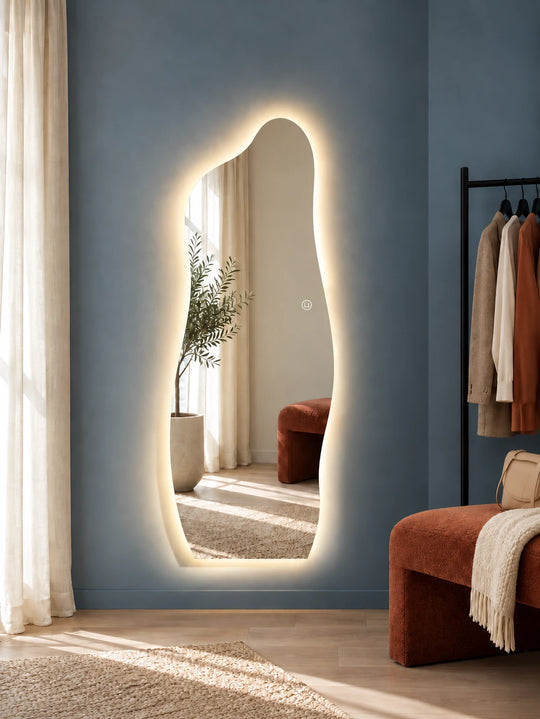 Asymmetric Full Length Backlit LED Mirror — full product view; MG