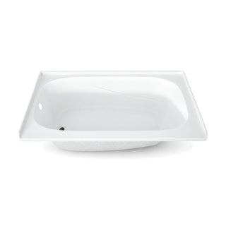 SANIKB BBD6032L - white alcove bathtub with tile flange on three sides, textured floor and left-hand drain