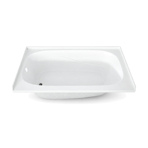 SANIKB BBD6032L - white alcove bathtub with tile flange on three sides, textured floor and left-hand drain