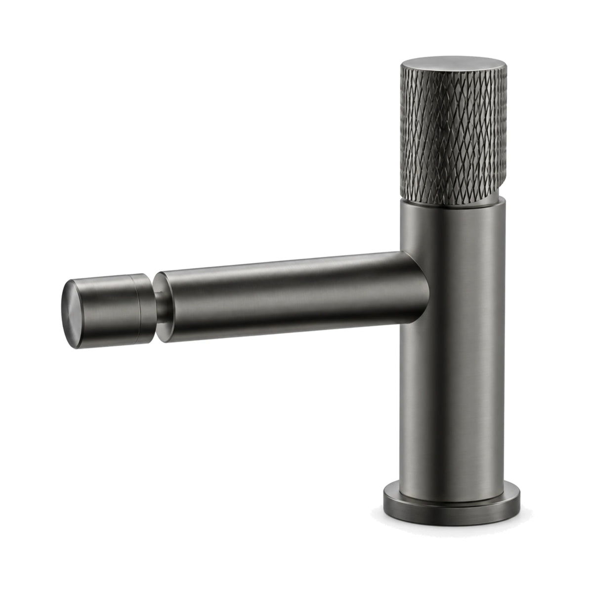 Gun metal grey bidet faucet with knurled top control and short spout with ball-joint swivel nozzle — SANIKB B703B 05 45 2