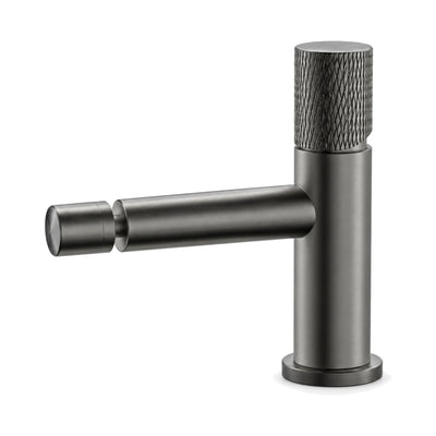 Gun metal grey bidet faucet with knurled top control and short spout with ball-joint swivel nozzle — SANIKB B703B 05 45 2