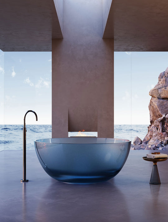 Blue Round Transparent Bathtub; original factory model XA-8879T complete product view
