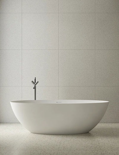 Broad Opening Oval Solid Surface Bathtub - XA-8863; complete factory model view