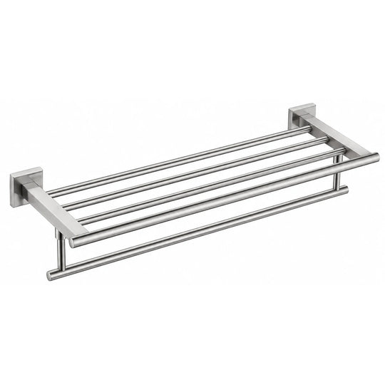 Brushed Nickel Glass Shelf — wall-mounted SUS304 stainless steel bathroom hardware | SANIKB