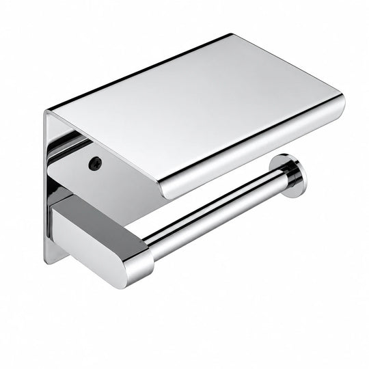 Brushed Nickel Paper Holder with Shelf — wall-mounted SUS304 stainless steel bathroom hardware | SANIKB