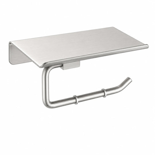 Brushed Nickel Paper Holder with Shelf — wall-mounted SUS304 stainless steel bathroom hardware | SANIKB