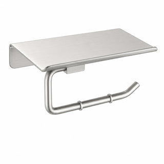 Brushed Nickel Paper Holder with Shelf — wall-mounted SUS304 stainless steel bathroom hardware | SANIKB