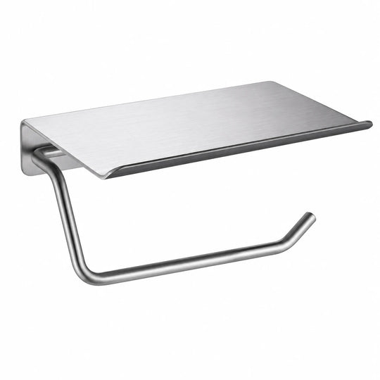 Brushed Nickel Paper Holder with Shelf — wall-mounted SUS304 stainless steel bathroom hardware | SANIKB