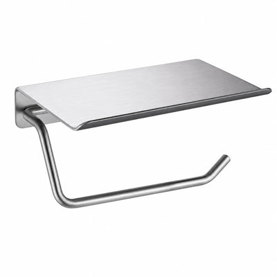 Brushed Nickel Paper Holder with Shelf — wall-mounted SUS304 stainless steel bathroom hardware | SANIKB