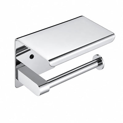 Brushed Nickel Paper Holder with Shelf — wall-mounted SUS304 stainless steel bathroom hardware | SANIKB