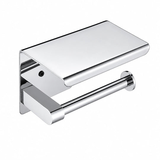 Brushed Nickel Paper Holder with Shelf — wall-mounted SUS304 stainless steel bathroom hardware | SANIKB