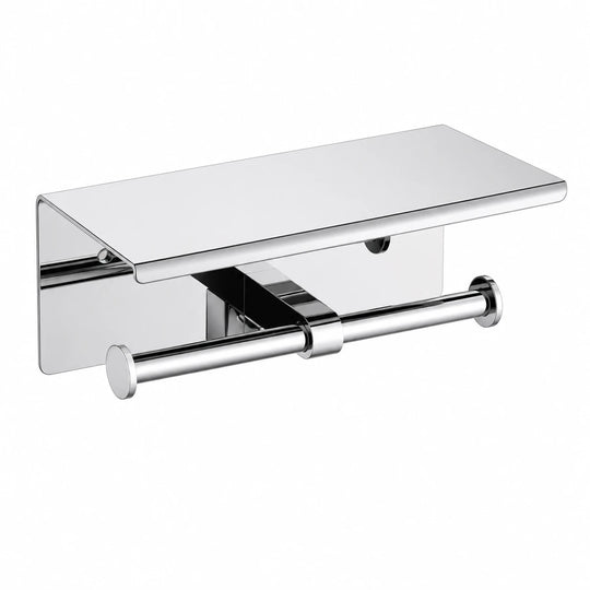 Brushed Nickel Paper Holder with Shelf — wall-mounted SUS304 stainless steel bathroom hardware | SANIKB