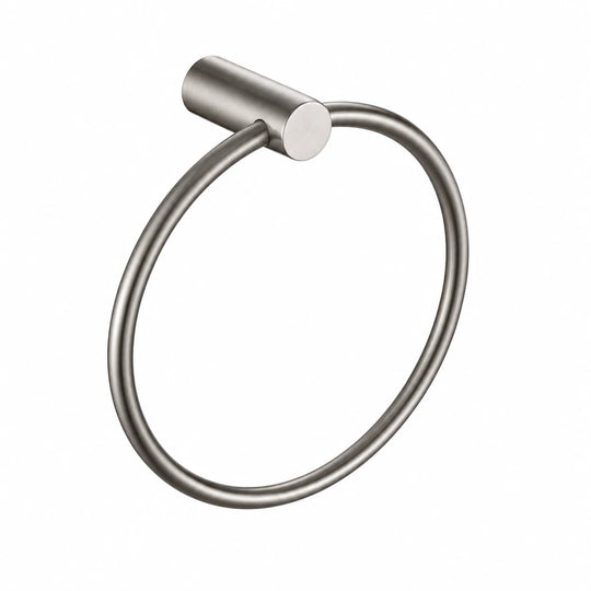 Brushed Nickel Towel Ring — wall-mounted SUS304 stainless steel bathroom hardware | SANIKB