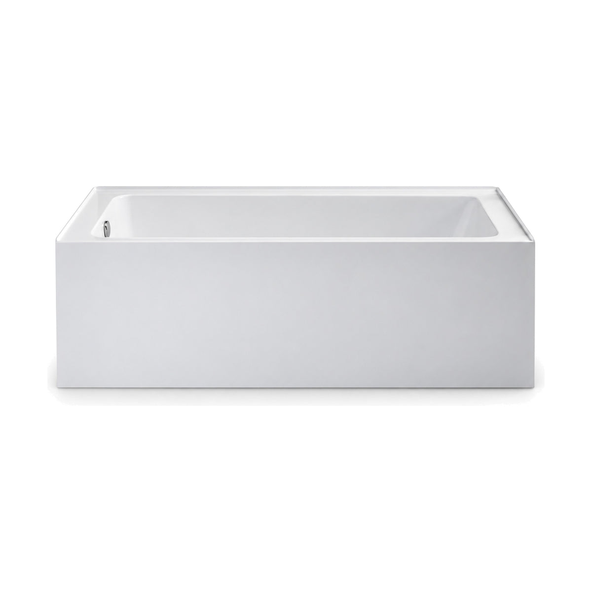 SANIKB D-1022 - white rectangular alcove bathtub with flat apron front, sloped backrest and end drain
