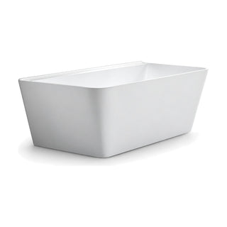SANIKB D-8072 - white gloss back-to-wall acrylic bathtub with flared walls, slim rim and a flat wall edge