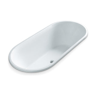 SANIKB D-8015Q - white oval drop-in acrylic bathtub with a narrow rounded flange and double-ended bowl