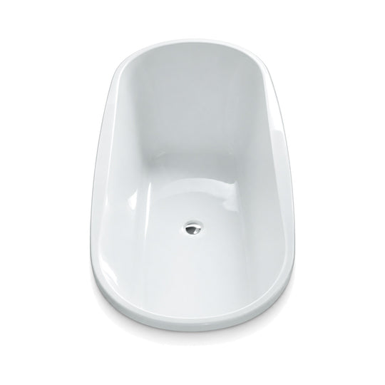 SANIKB D-8022Q - white gloss stadium-shaped drop-in acrylic bathtub with a narrow rounded flange