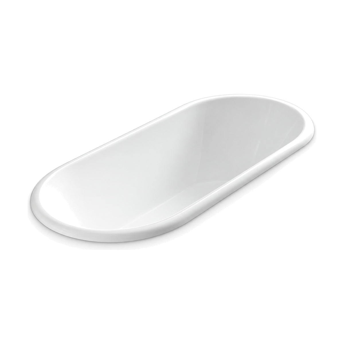 SANIKB D-8062Q - white narrow oval drop-in acrylic bathtub with a rounded rolled flange
