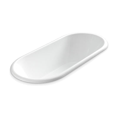 SANIKB D-8062Q - white narrow oval drop-in acrylic bathtub with a rounded rolled flange