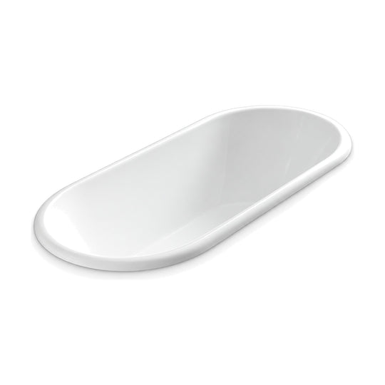 SANIKB D-8062Q - white narrow oval drop-in acrylic bathtub with a rounded rolled flange