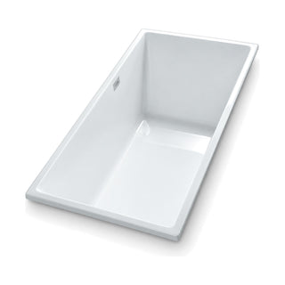 SANIKB D-8016Q - white rectangular single-ended drop-in bathtub with a narrow flat flange