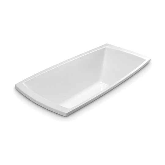 SANIKB D-8017Q - white double-ended drop-in bathtub with outward-bowed ends and a flange that widens at each end