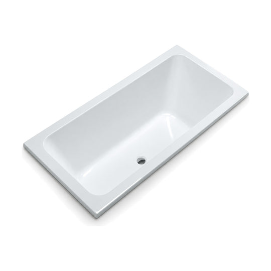 SANIKB D-8051Q - glossy white double-ended drop-in bathtub with a wide flat rim